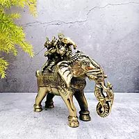Brass Ganesh Riddhi Siddhi Riding on Elephant - 8 inch Height | Divine Brass Ganesh Riddhi Siddhi Riding on Elephant - Shop Now