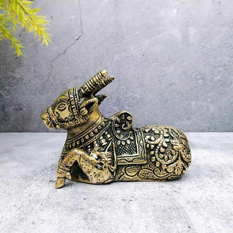 Brass Nandi - 4 inch Height | Sacred Brass Nandi Idol for Worship - Premium Quality