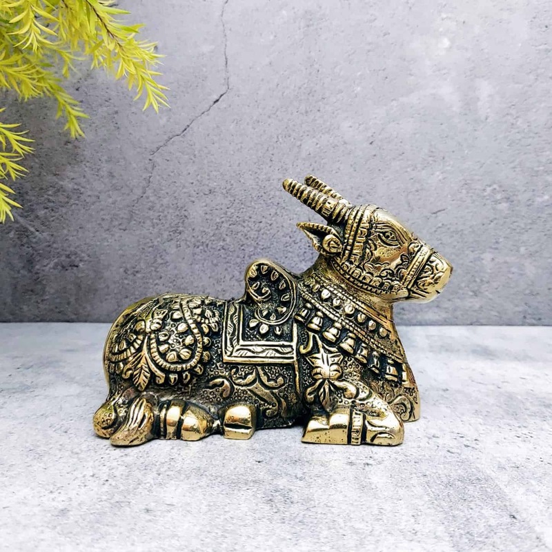 Brass Nandi - 4 inch Height | Sacred Brass Nandi Idol for Worship - Premium Quality