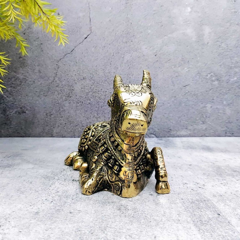 Brass Nandi - 4 inch Height | Sacred Brass Nandi Idol for Worship - Premium Quality