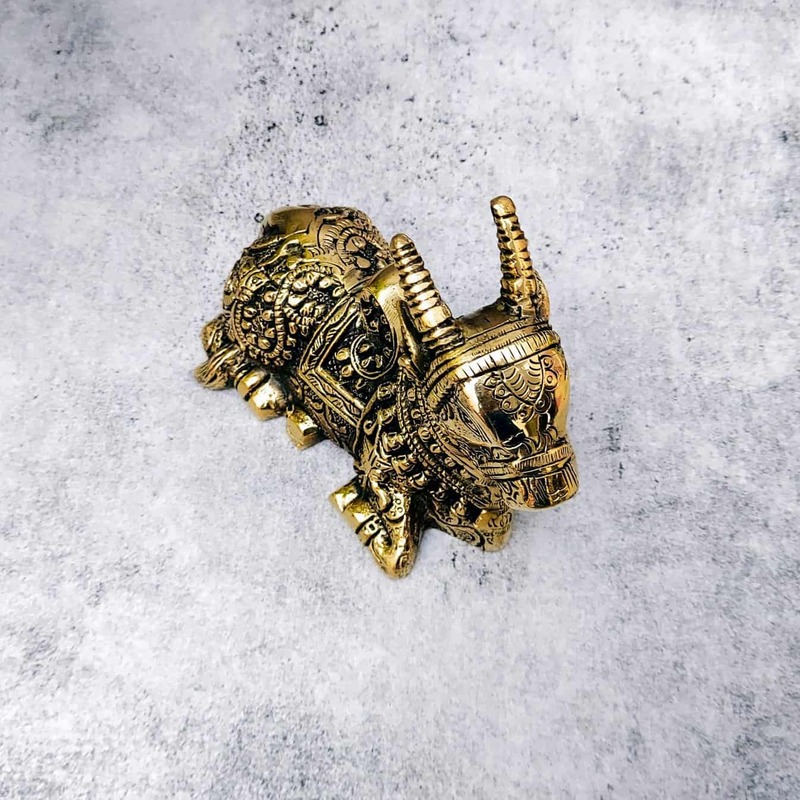 Brass Nandi - 4 inch Height | Sacred Brass Nandi Idol for Worship - Premium Quality