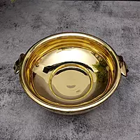 Brass Plain Urli Pot - 8 inch Diameter | Traditional Brass Urli Pot for Home Decor