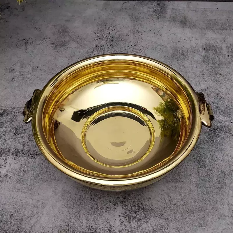 Traditional Pure Brass Plain Urli Pot – Handcrafted Bowl for Floating Flowers & Tealight Candles | Home Decor & Diwali Gift