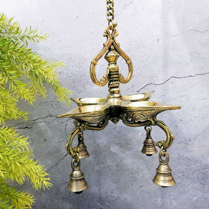 Brass Hanging Lamp - 27 inch Height | Vintage Brass Hanging Lamp for Ambient Lighting