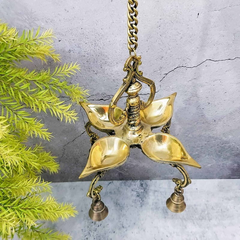 Brass Hanging Lamp - 27 inch Height | Vintage Brass Hanging Lamp for Ambient Lighting