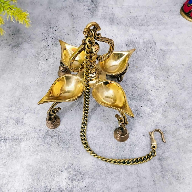 Brass Hanging Lamp - 27 inch Height | Vintage Brass Hanging Lamp for Ambient Lighting