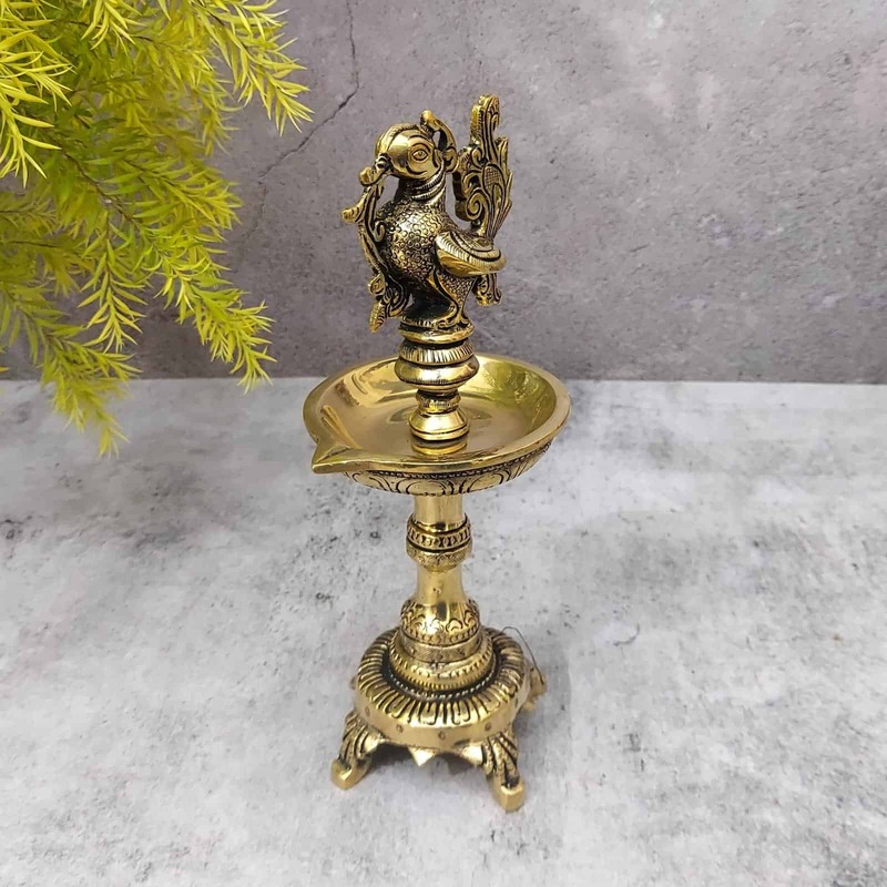 Brass Bird Lamp - 9 inch Height | Delicate Brass Bird Table Lamp for Charming Decor