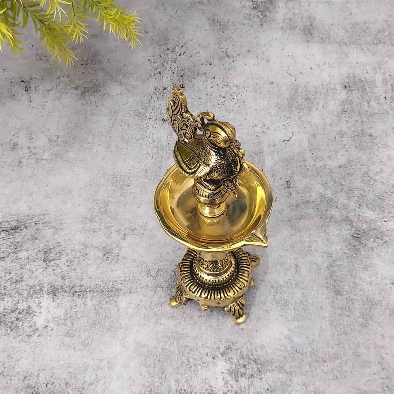 Brass Bird Lamp - 9 inch Height | Delicate Brass Bird Table Lamp for Charming Decor