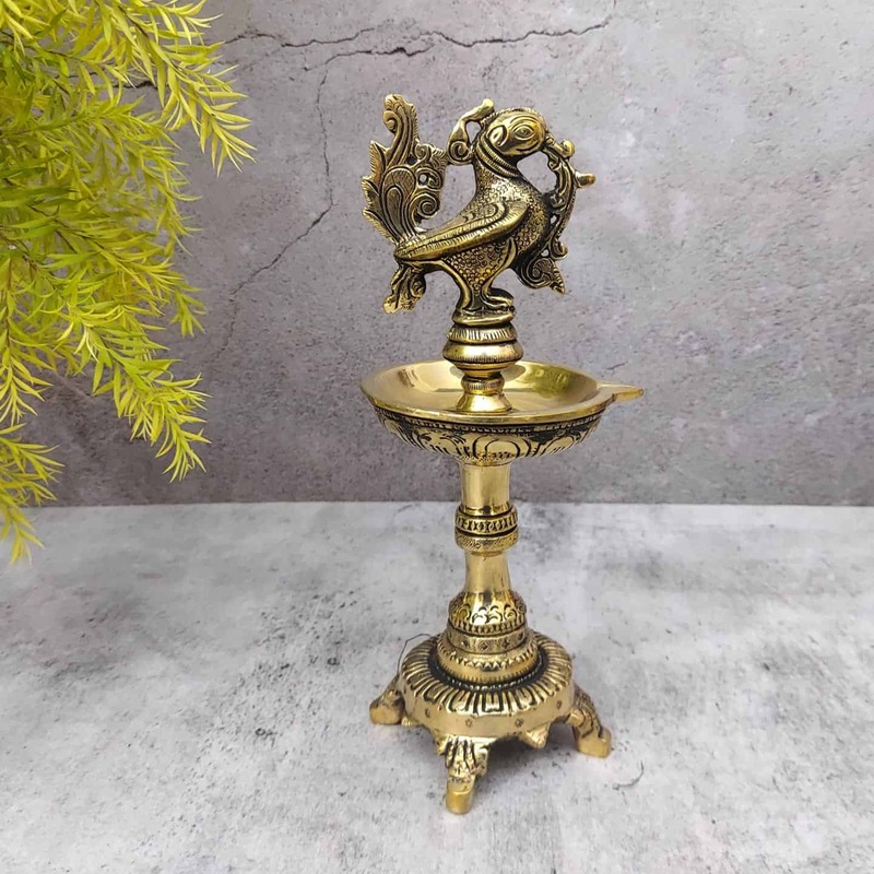 Brass Bird Lamp - 9 inch Height | Delicate Brass Bird Table Lamp for Charming Decor