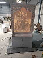 3D Corian Shiv Parivar Puja Mandir With WPC Drawer 3D Corian Shiv Parivar Puja Mandir With WPC Drawer