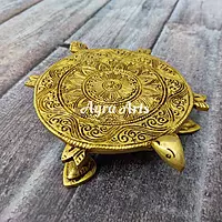 Brass Tortoise Chowki - 6.2 inch Length | Harmonious Decor Accent