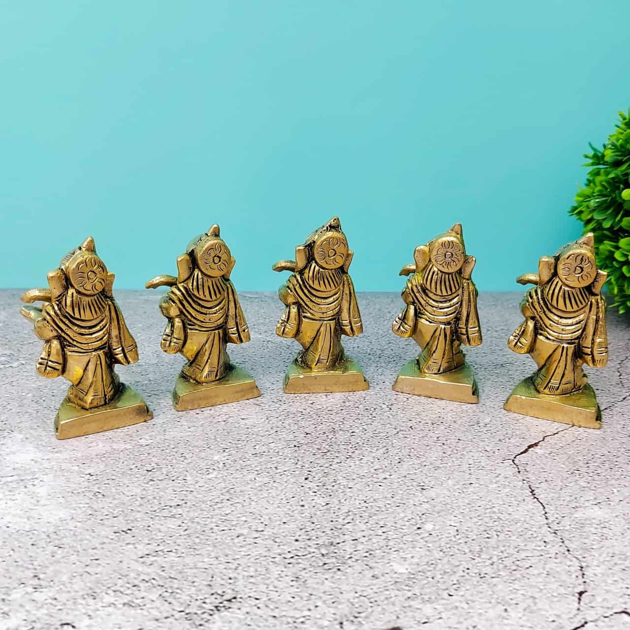 Brass Ganesha Musical Set - 2.8 inch Height | Melodious Devotion
