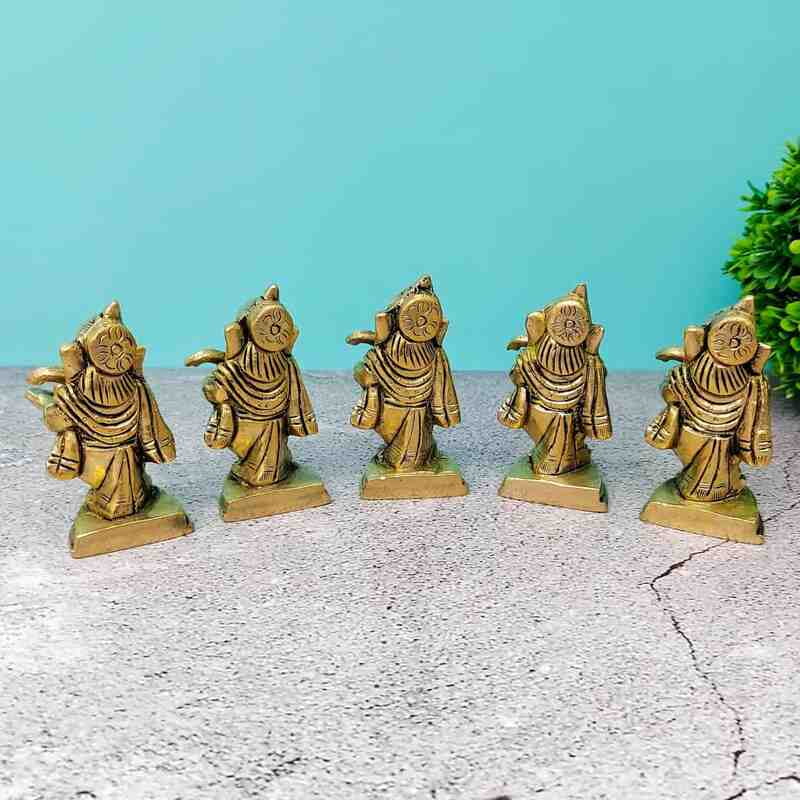 Brass Ganesha Musical Set - 2.8 inch Height | Melodious Devotion