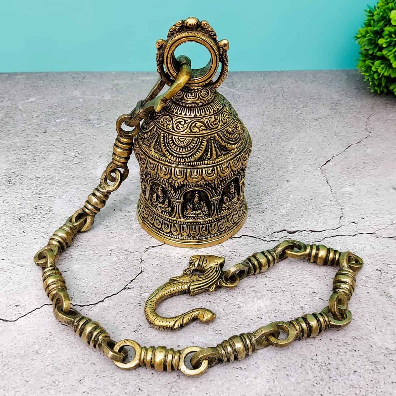 Brass Asta Lakshmi Wall Hanging Temple Bell - 32 inch Height | Auspicious Resonance