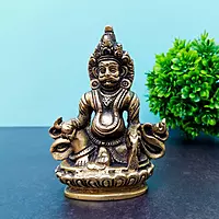 Brass Kubera - 4 inch Height | God of Wealth and Abundance