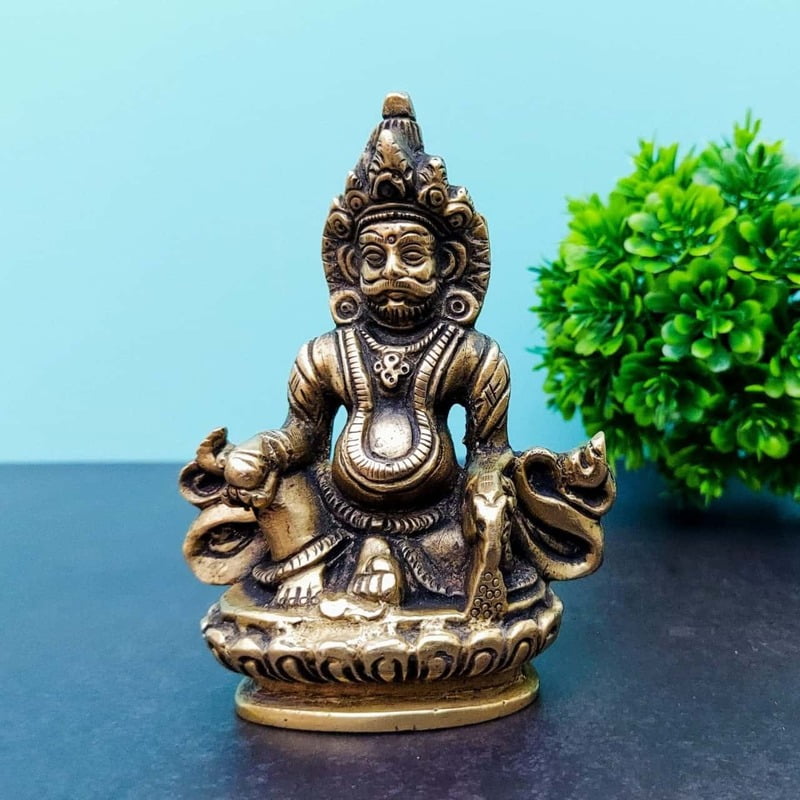 Brass Kubera - 4 inch Height | God of Wealth and Abundance