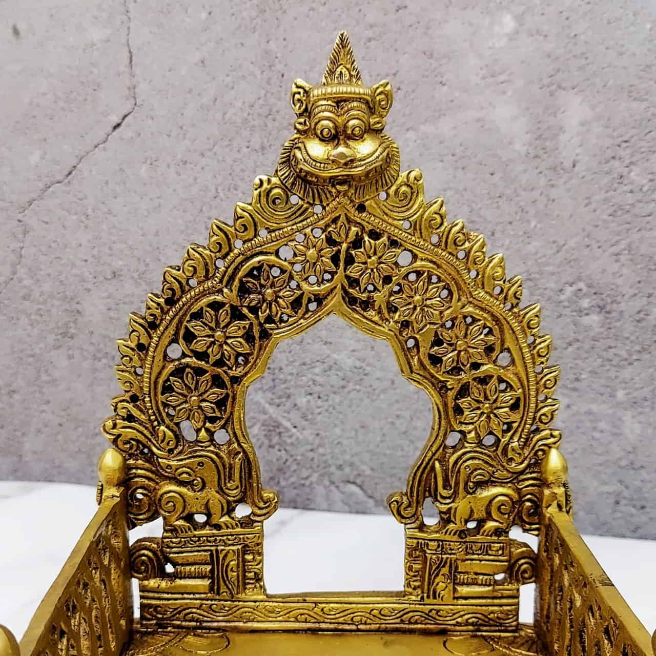 Brass Simhasanam, Simhasan, Singhasan - 8 inch Height | Royal Seat