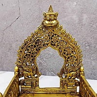 Brass Simhasanam, Simhasan, Singhasan - 8 inch Height | Royal Seat