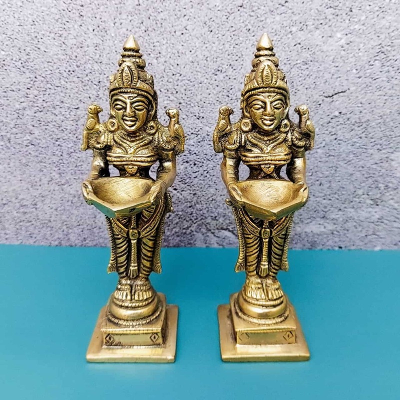 Brass Lady Deep Pair - 5.3 inch Height | Graceful and Radiant Diyas