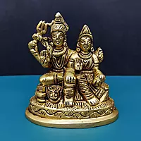 Brass Shiva Parvati - 3.5 inch Height | Divine Union of Lord Shiva and Goddess Parvati