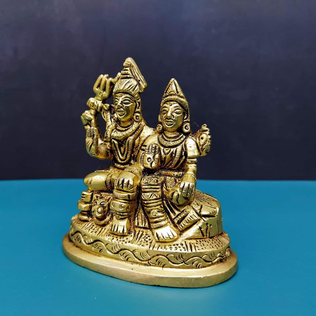 Brass Shiva Parvati - 3.5 inch Height | Divine Union of Lord Shiva and Goddess Parvati