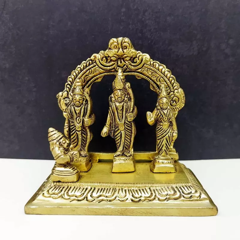 Brass Ram Darbar - 3.2 inch Height | Divine Gathering of Lord Rama and His Family