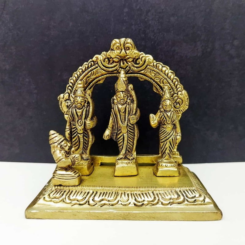 Brass Ram Darbar - 3.2 inch Height | Divine Gathering of Lord Rama and His Family