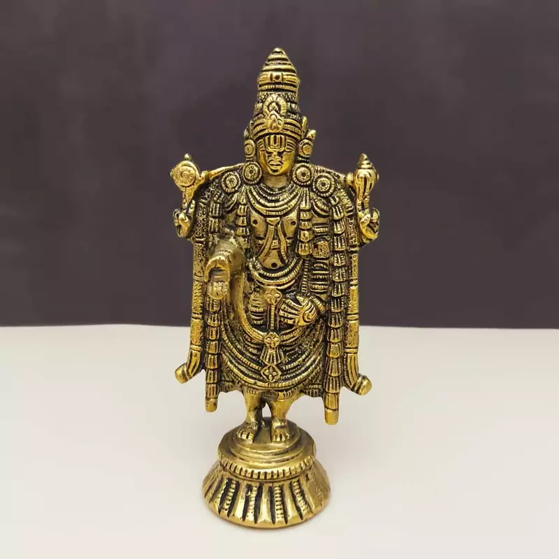Brass Tirupati Balaji | Venkateshwara - 7.3" Height | Lord Vishnu Incarnation