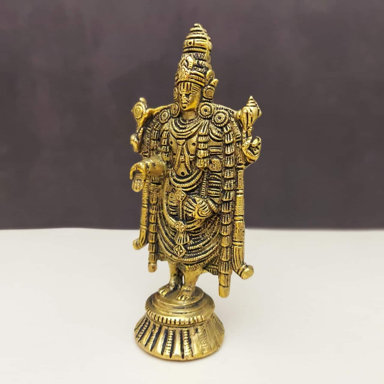 Brass Tirupati Balaji | Venkateshwara - 7.3" Height | Lord Vishnu Incarnation