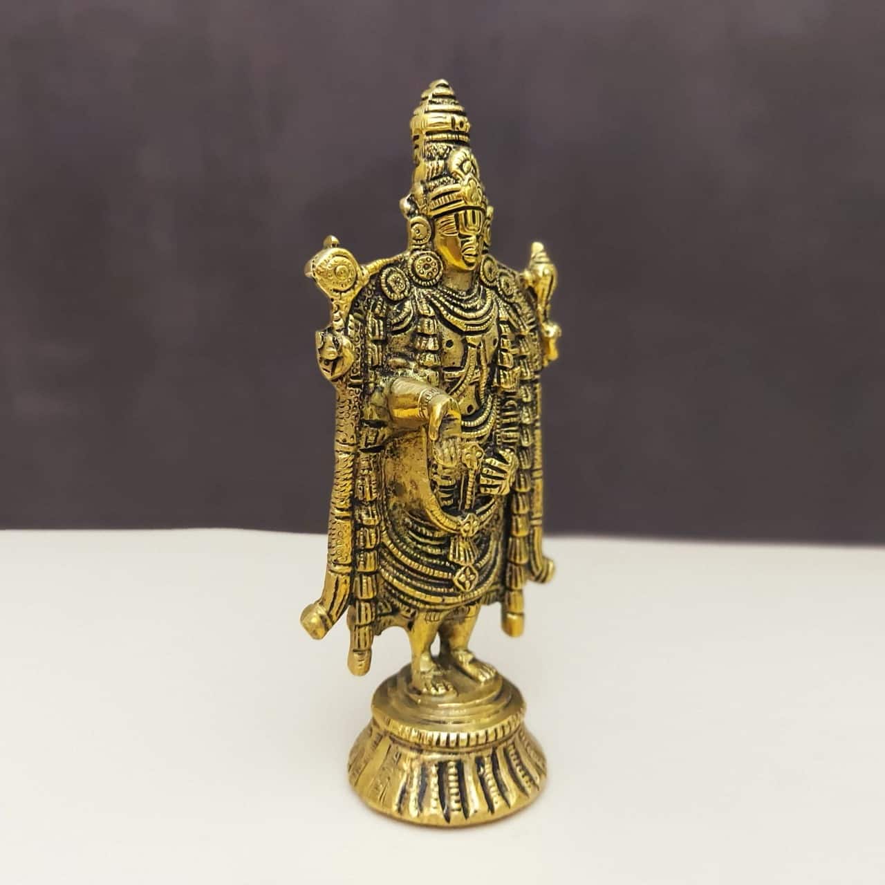 Brass Tirupati Balaji | Venkateshwara - 7.3" Height | Lord Vishnu Incarnation