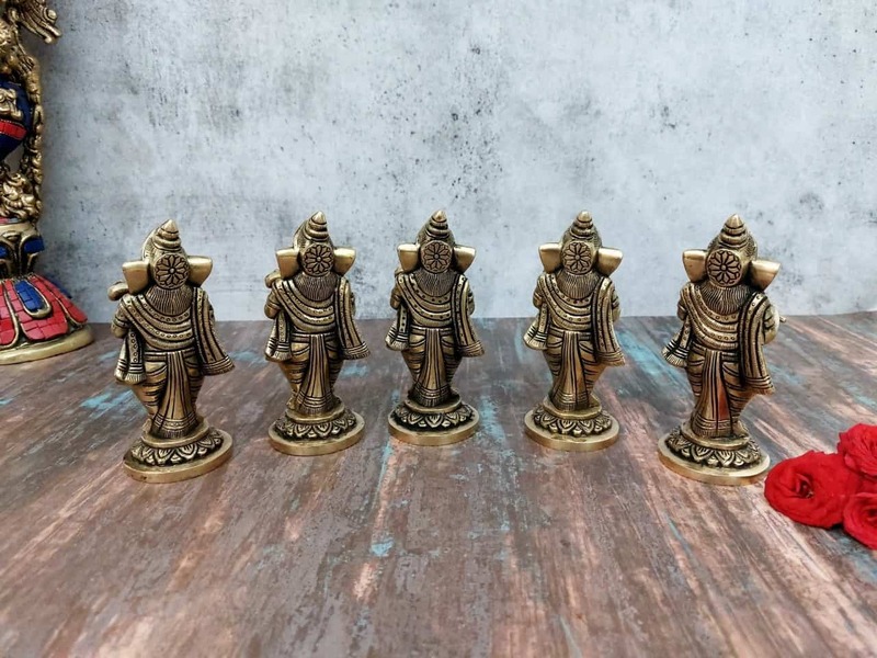 Brass Ganesha Musical Set of 5 Idols - 5.5 inch Height | Melodious Brass Idols for Prosperity