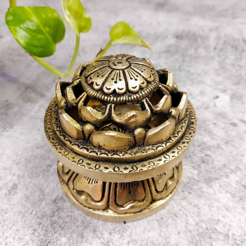 Brass Dhoop Dani - 3.2 inch Height | Traditional Brass Dhoop Dani for Incense Burning