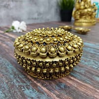 Brass Kumkum Box - 4 inch Length | Traditional Brass Kumkum Box for Rituals and Offerings