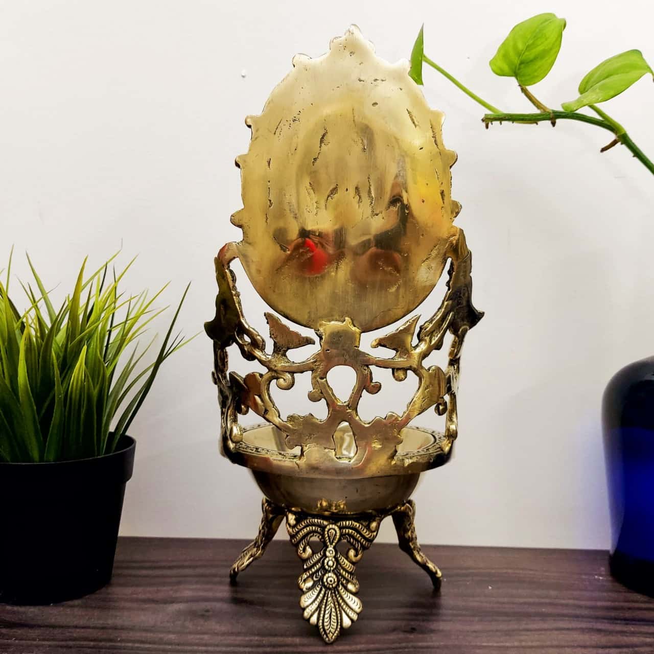 Brass Lakshmi Diya - 11 inch Height | Divine Brass Lakshmi Diya for Auspicious Illumination