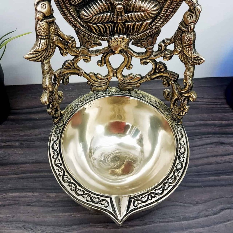 Brass Lakshmi Diya - 11 inch Height | Divine Brass Lakshmi Diya for Auspicious Illumination