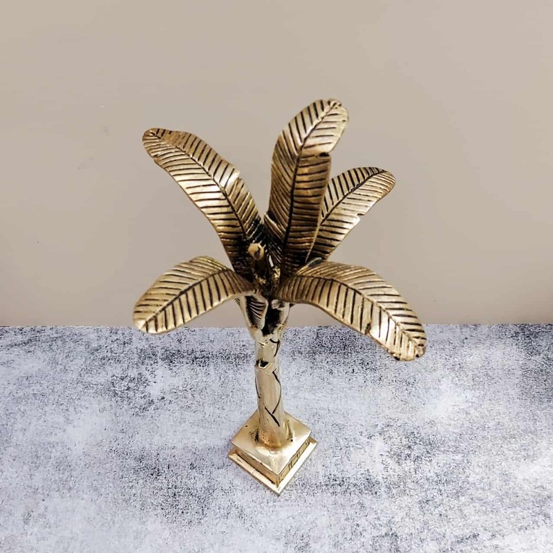 Brass Banana Tree 10 inch Height - 11.5 inch Height | Artistic Brass Banana Tree Sculpture