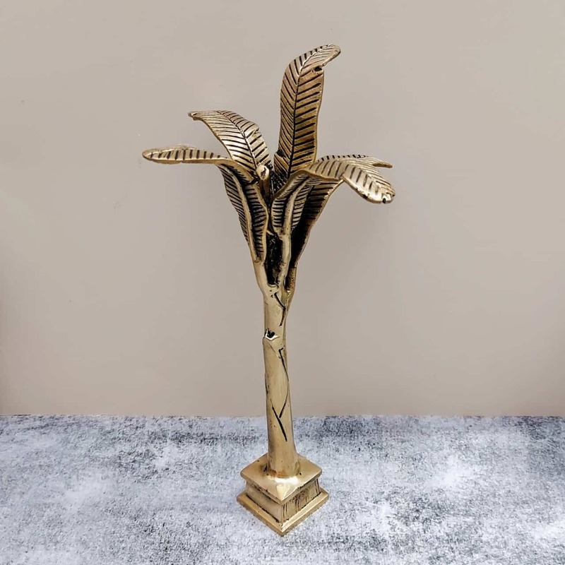 Brass Banana Tree 10 inch Height - 11.5 inch Height | Artistic Brass Banana Tree Sculpture