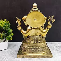 Brass Ganesha Idol - 13 inch Height | Auspicious Brass Ganesha Statue for Pujas
