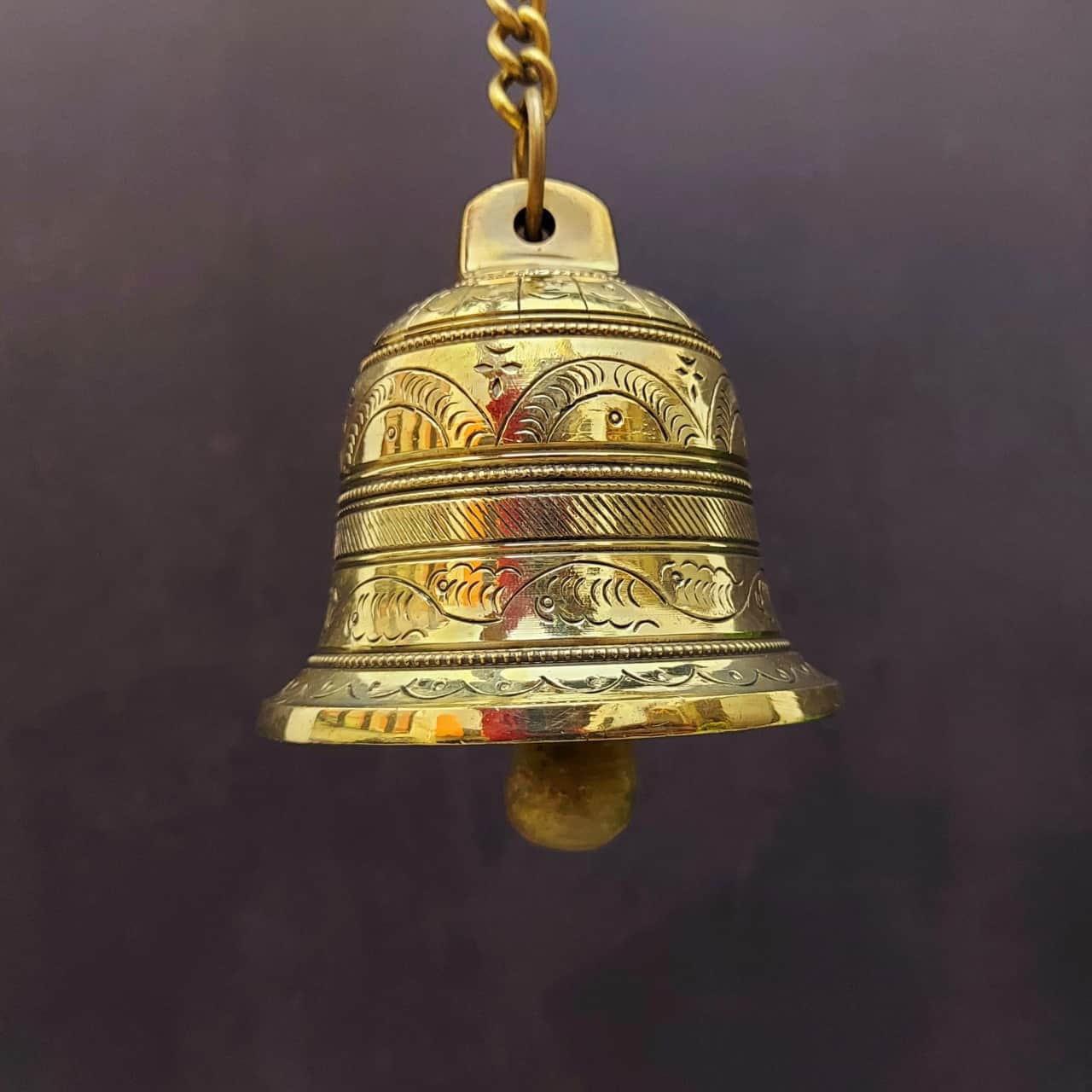 Brass Wall Hanging Temple Bell - 24 inch Height | Traditional Brass Bell for Sacred Spaces