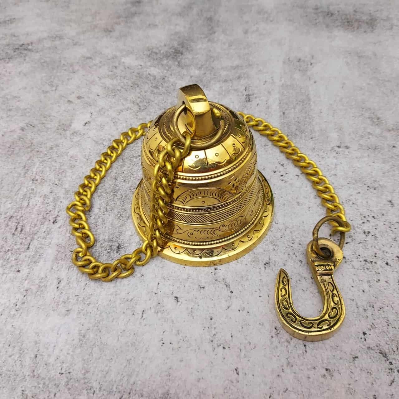 Brass Wall Hanging Temple Bell - 24 inch Height | Traditional Brass Bell for Sacred Spaces