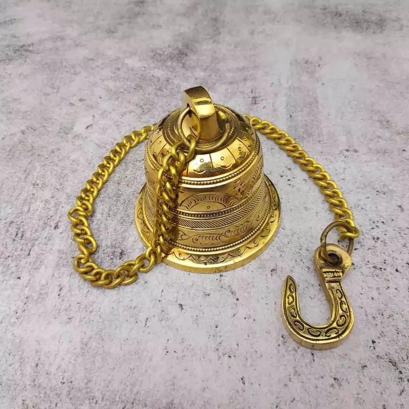 Brass Wall Hanging Temple Bell - 24 inch Height | Traditional Brass Bell for Sacred Spaces