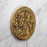 Brass Ram Darbar Wall Hanging Plate - 7.5 inch Height | Traditional Brass Wall Plate with Ram Darbar Design