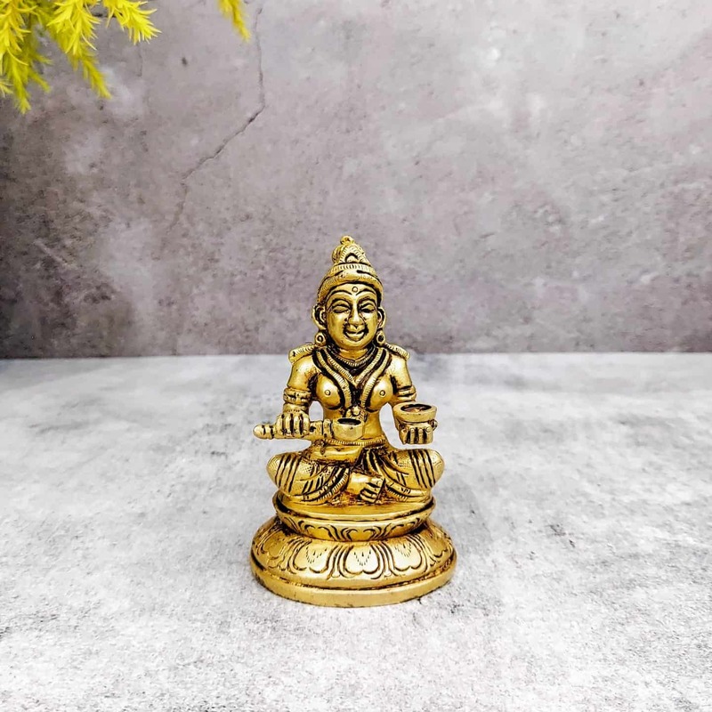 Brass Annapoorna Devi Idol 4 inch Height - 4 inch Height | Exquisite Brass Idol of Annapoorna Devi for Divine Blessings