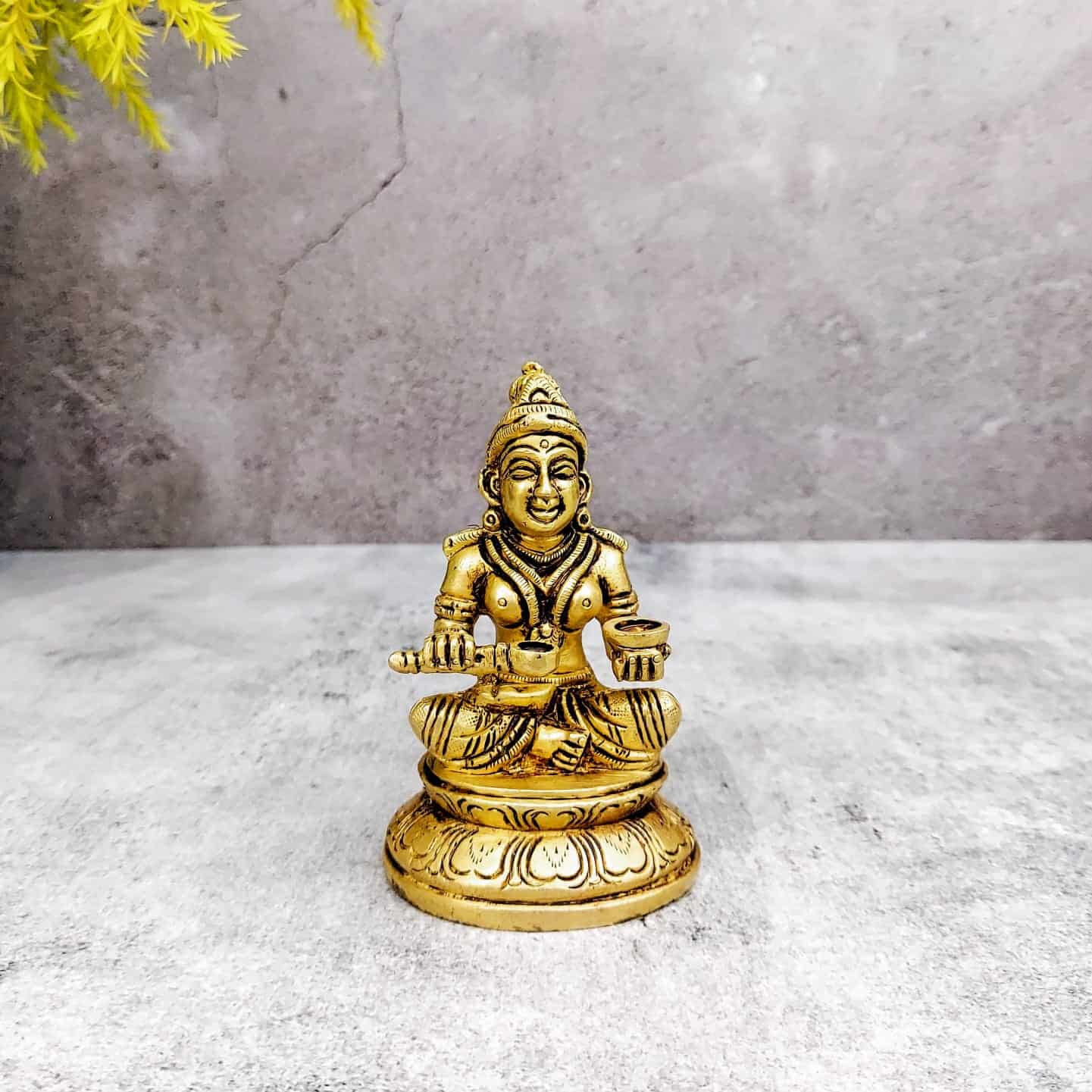 Brass Annapoorna Devi Idol 4 inch Height - 4 inch Height | Exquisite Brass Idol of Annapoorna Devi for Divine Blessings
