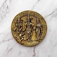 Brass Ram Darbar Wall Hanging Plate - 7.5 inch Height | Traditional Brass Wall Plate with Ram Darbar Design