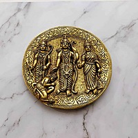 Brass Ram Darbar Wall Hanging Plate - 7.5 inch Height | Traditional Brass Wall Plate with Ram Darbar Design