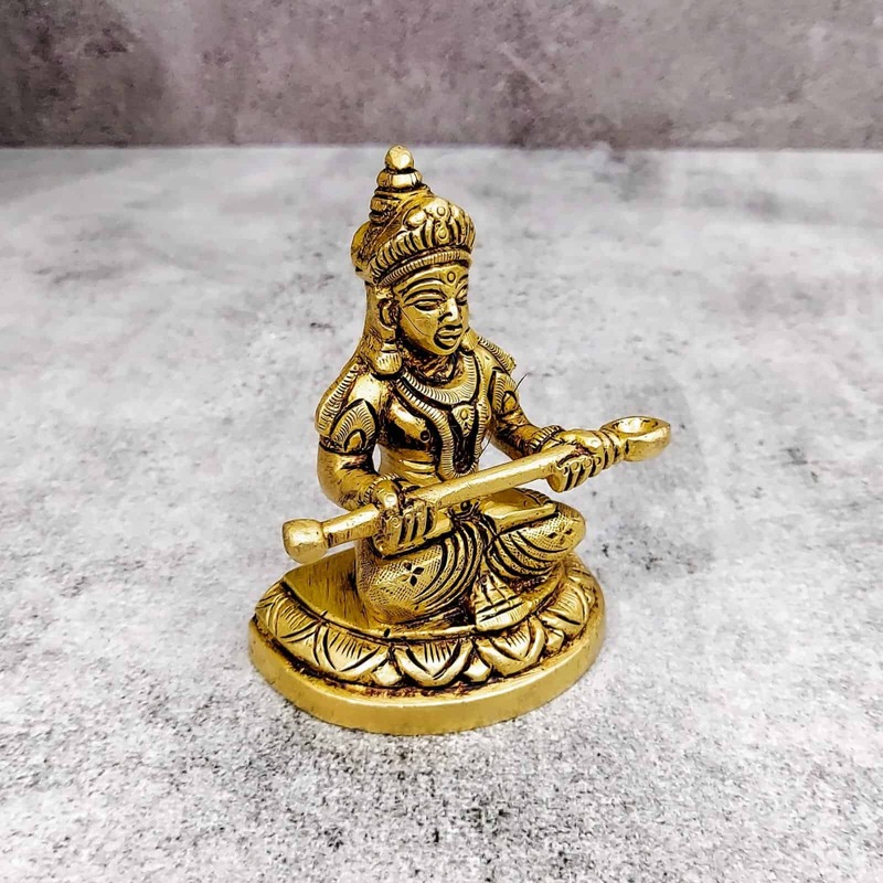 Brass Annapoorna Devi Idol - 3.7 inch Height | Beautiful Brass Idol of Annapoorna Devi for Prosperity and Abundance