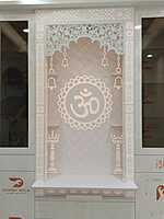 3D Corian Om Puja Mandir With Corian Pillar
