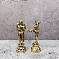 Brass Deep Lakshmi / Deep Lady - 5.5 inch Height | Ornate Brass Deep Lakshmi for Festive Illumination