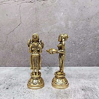 Brass Deep Lakshmi / Deep Lady - 5.5 inch Height | Ornate Brass Deep Lakshmi for Festive Illumination